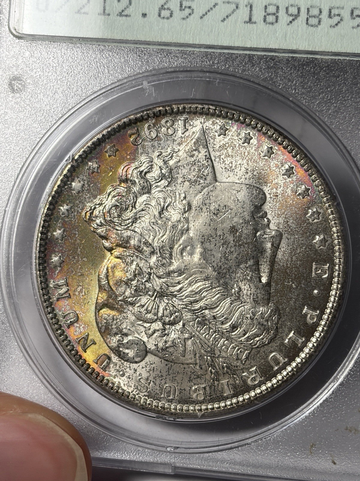 1892 PCGS MS65 Morgan Silver Dollar Toned Rattler WOW