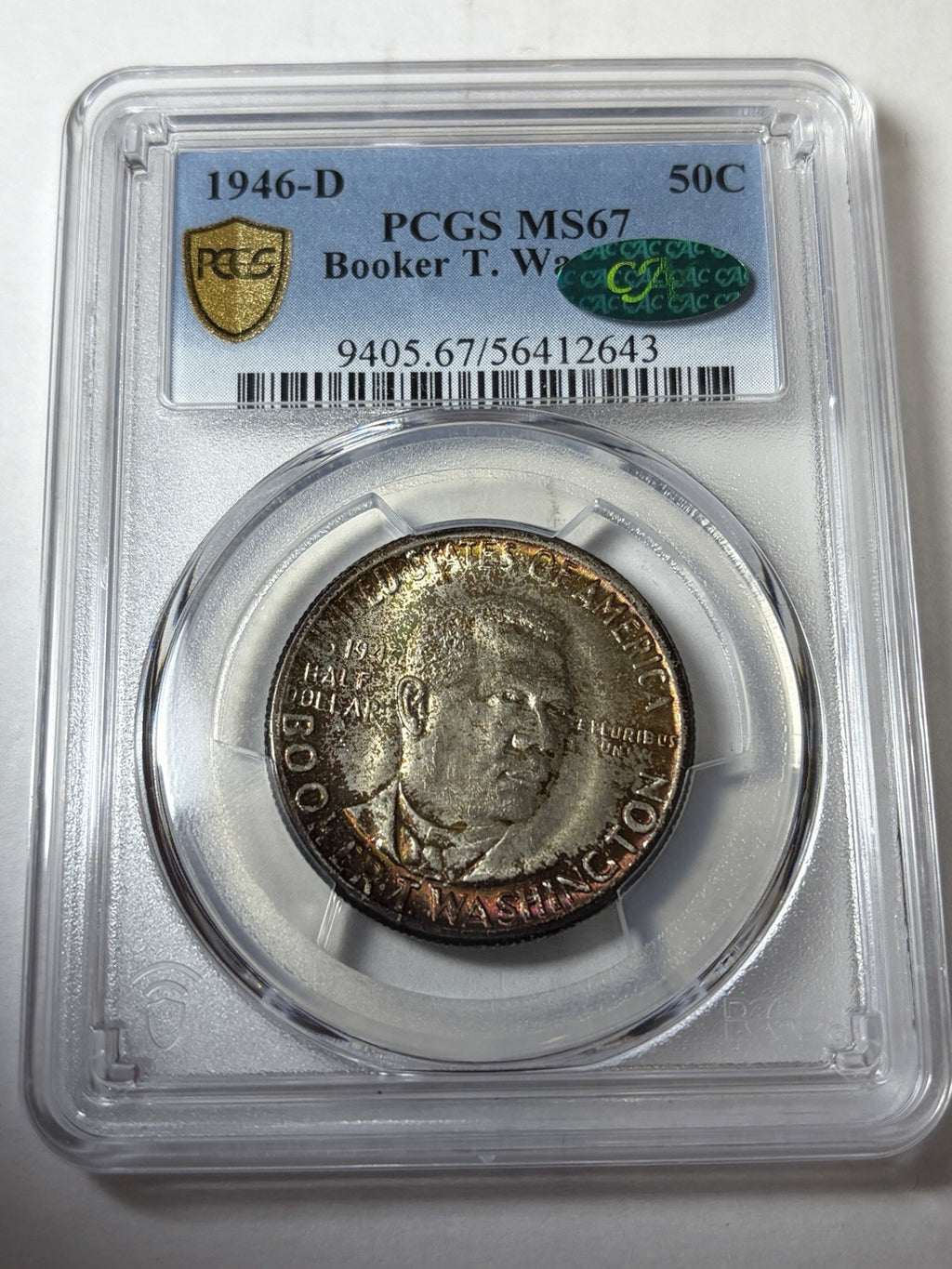 1946-D PCGS MS 67 CAC Booker T. Washington Half Dollar