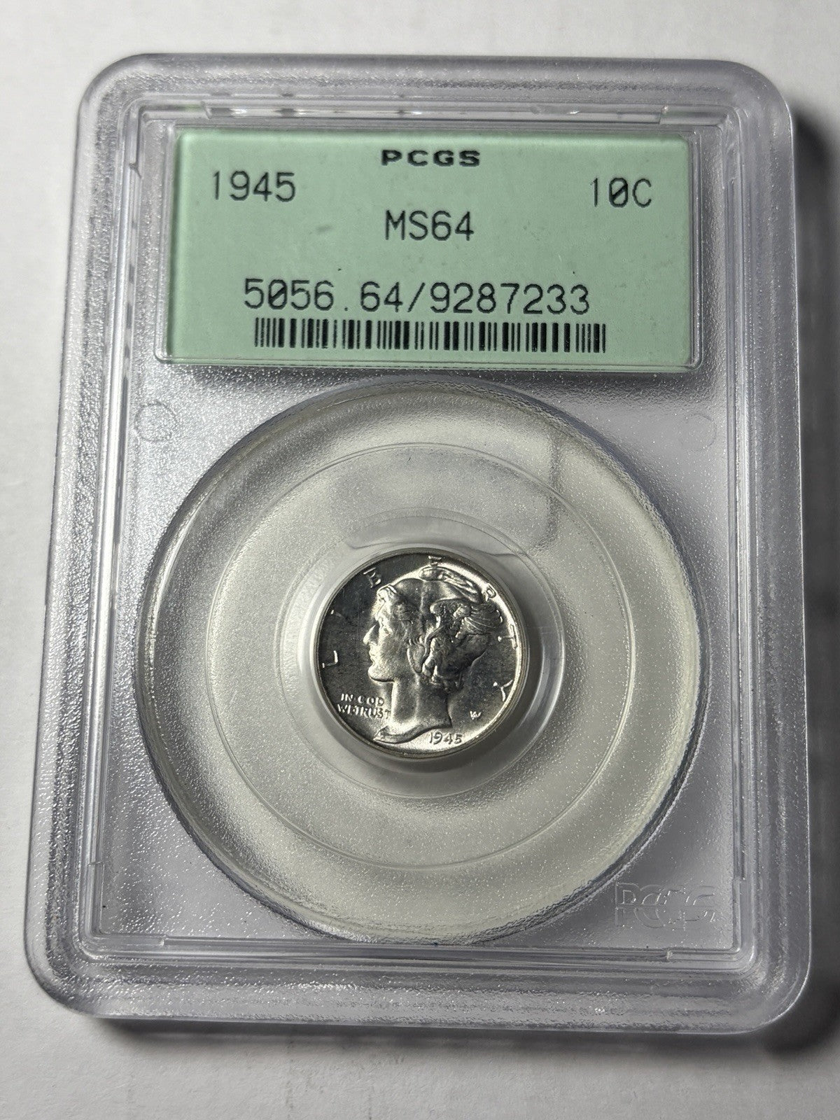 1945 PCGS MS64 Mercury Dime Old Green Holder