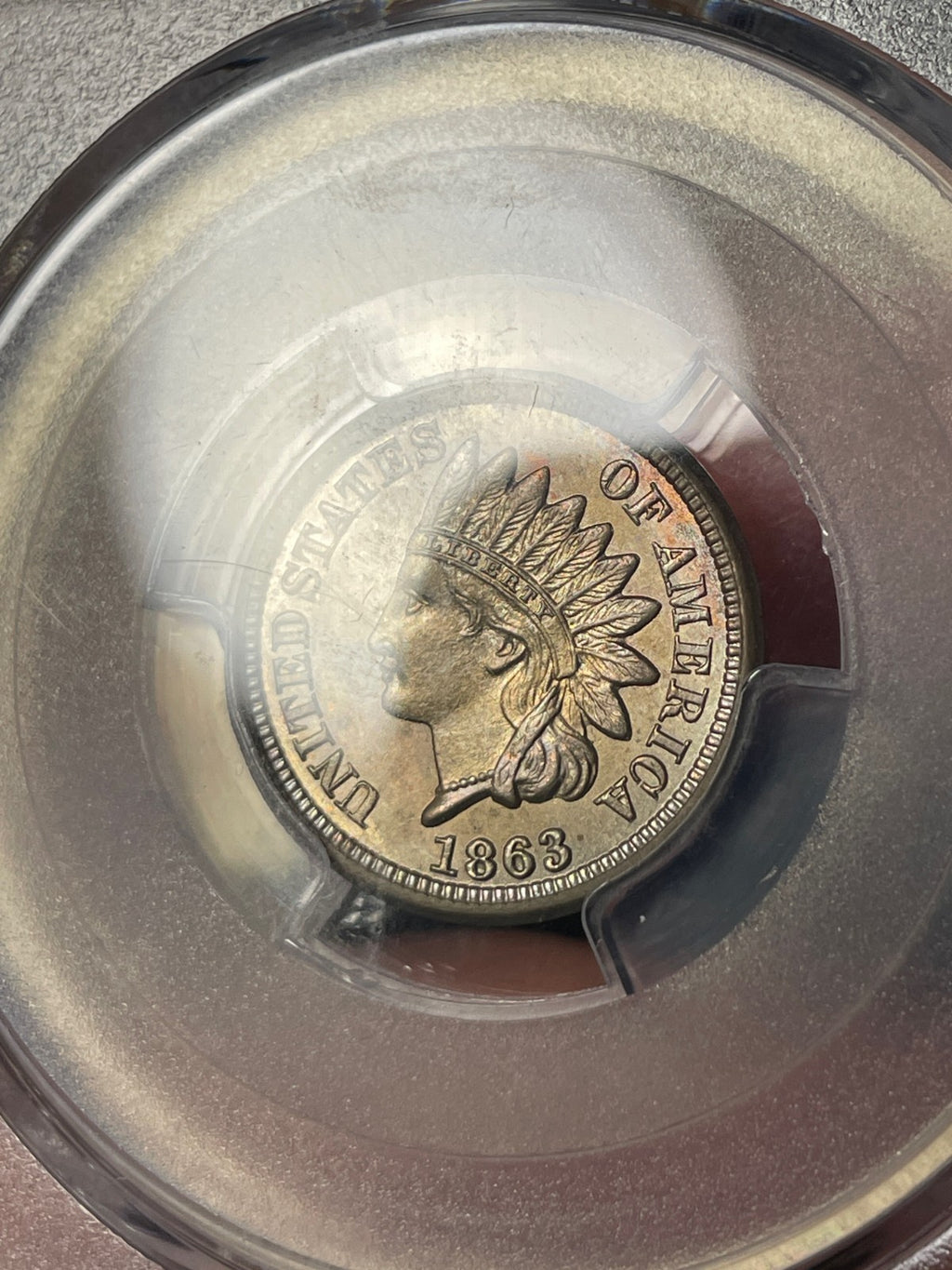 1863 PCGS MS63 Copper Nickel Indian Head Cent Toned