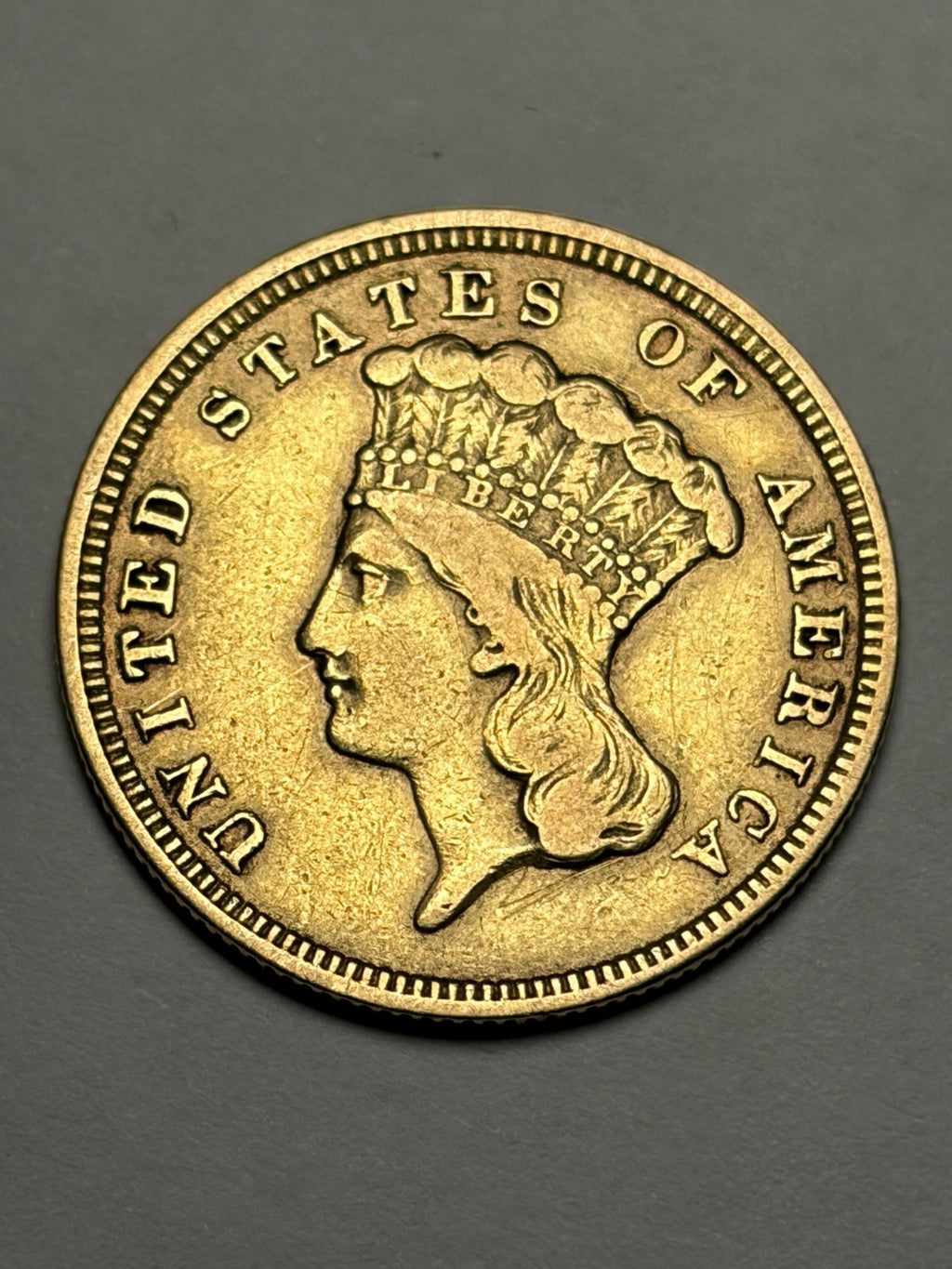 1854 Three Dollar Gold Piece G$3 Details
