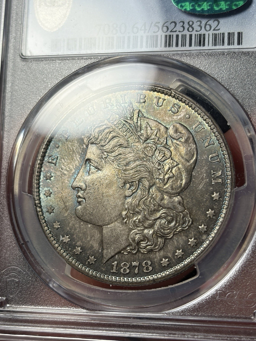1878-CC PCGS MS64 CAC Morgan Dollar Toned Original