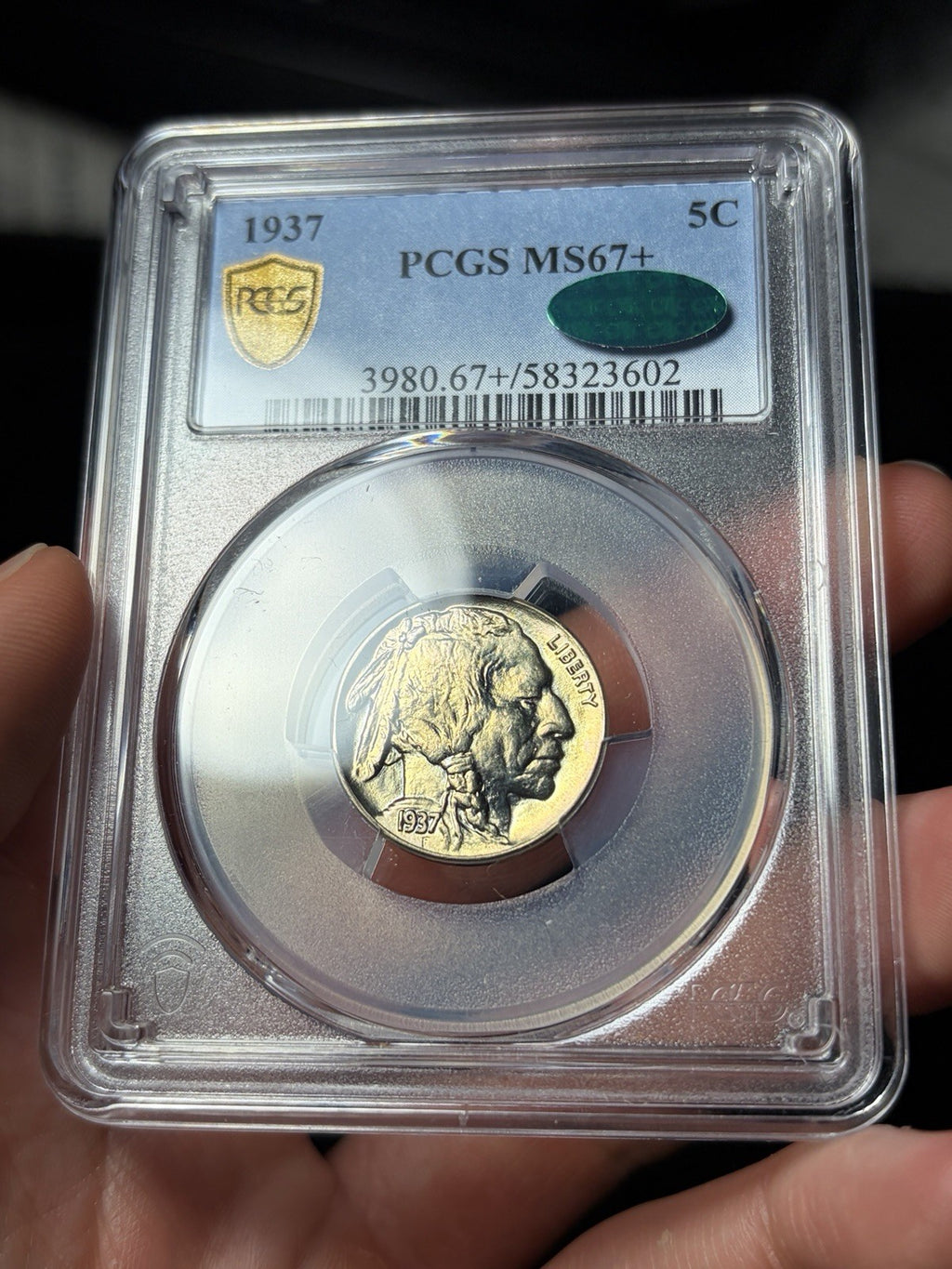 1937 PCGS MS67+ CAC Buffalo Nickel Toned Nice!