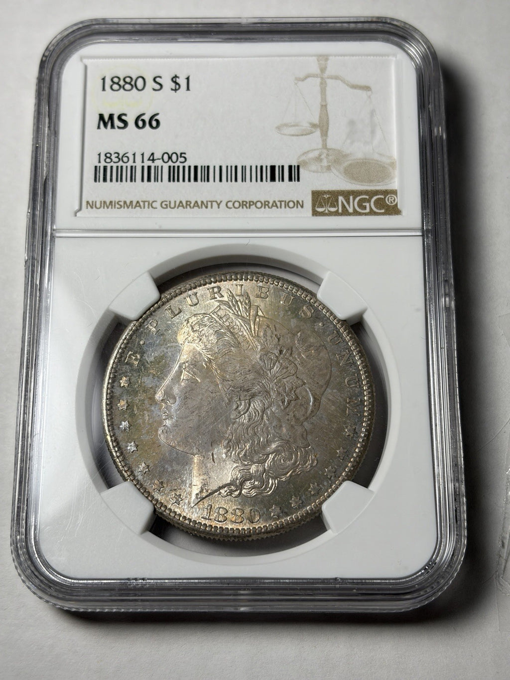 1880-S NGC MS66 Morgan Silver Dollar Toned