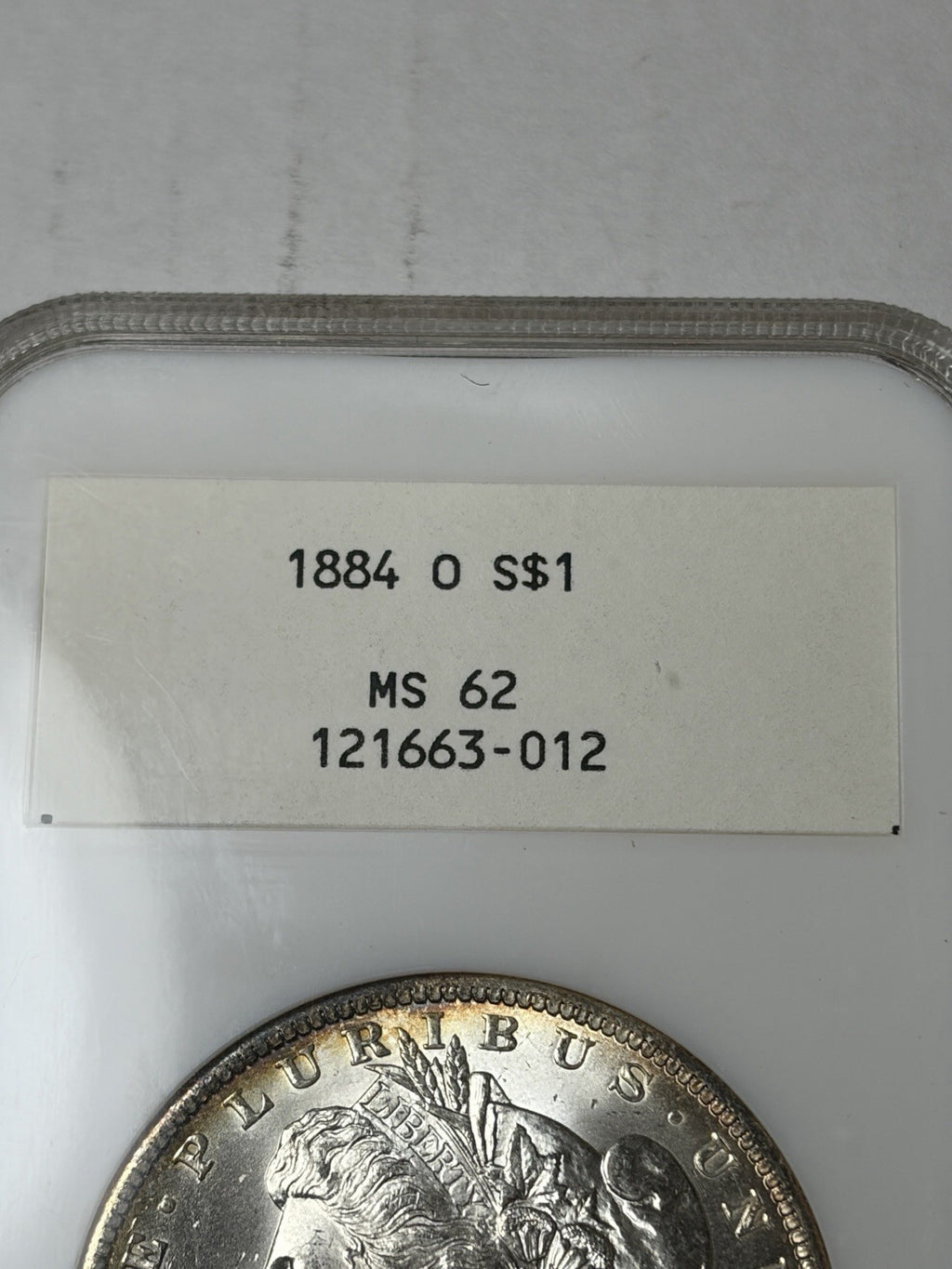 1884-O NGC MS62 Morgan Silver Dollar White Label Fatty 121XXX Early Holder