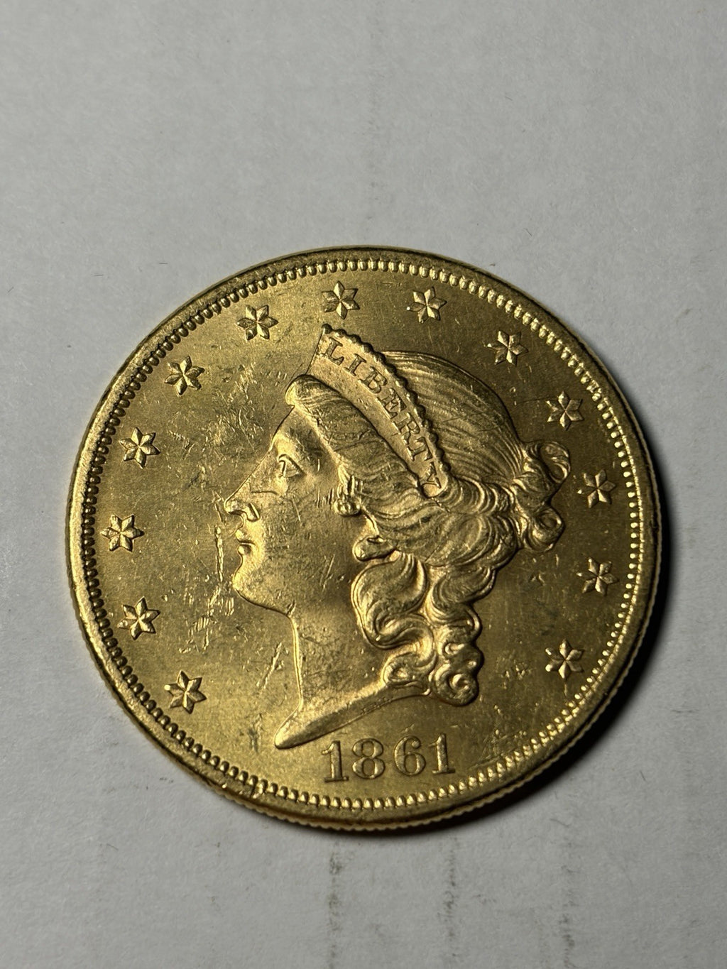 1861 Gold Double Eagle High Grade Details