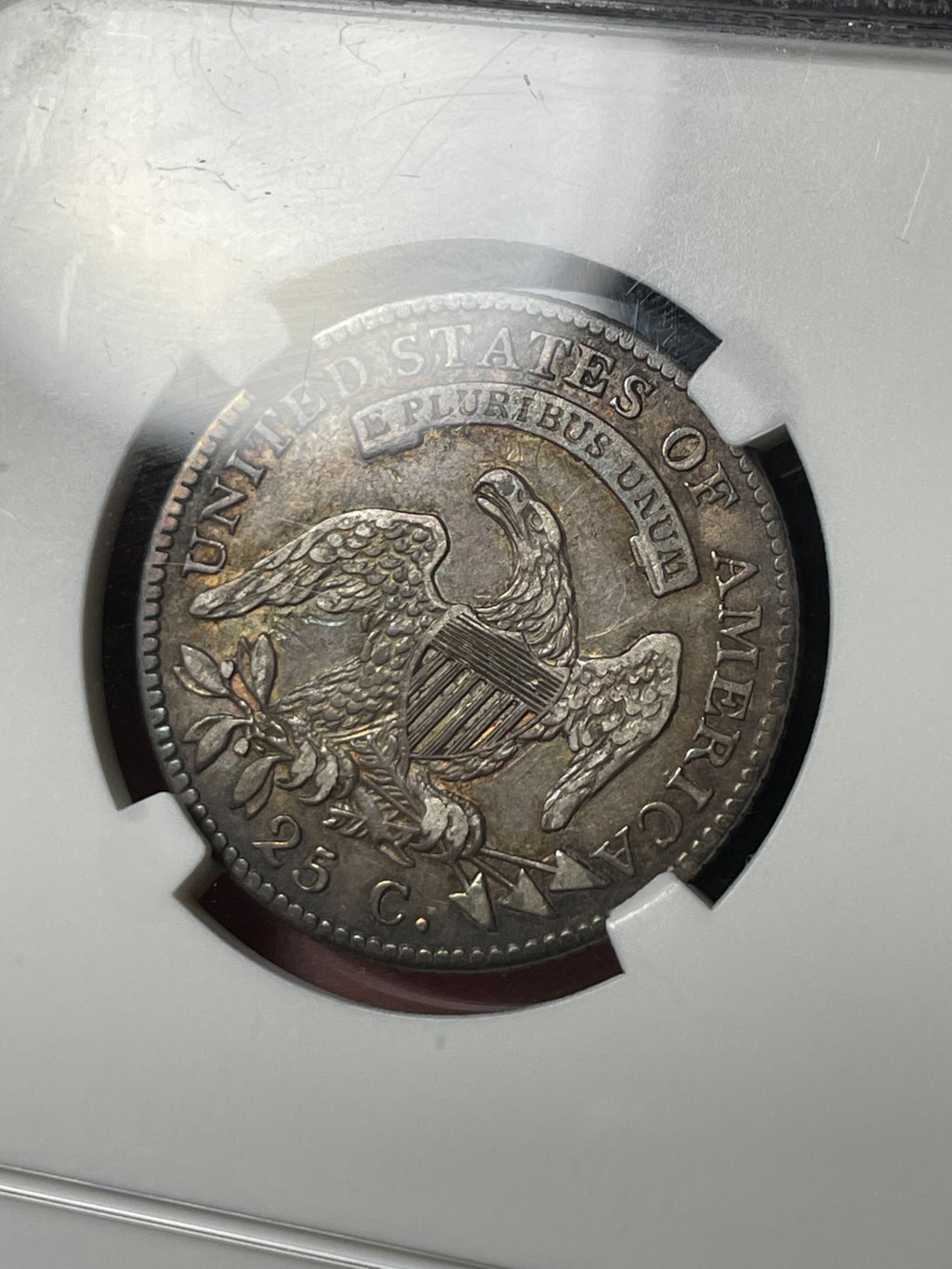 1818 NGC XF45 Capped Bust Quarter Toned Original Nice