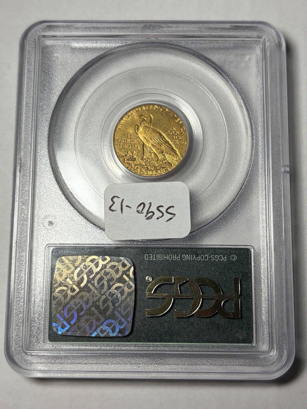 1911 PCGS MS63 Indian Head Gold Quarter Eagle $2.5 OGH Old Holder
