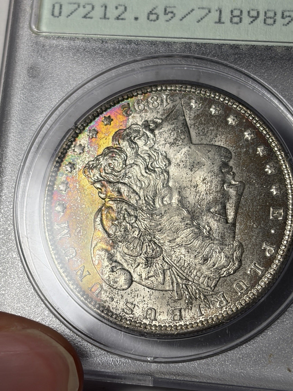 1892 PCGS MS65 Morgan Silver Dollar Toned Rattler WOW