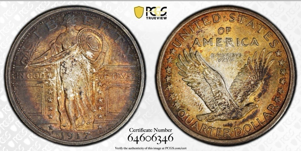1917 PCGS MS65 FH Standing Liberty Quarter Toned