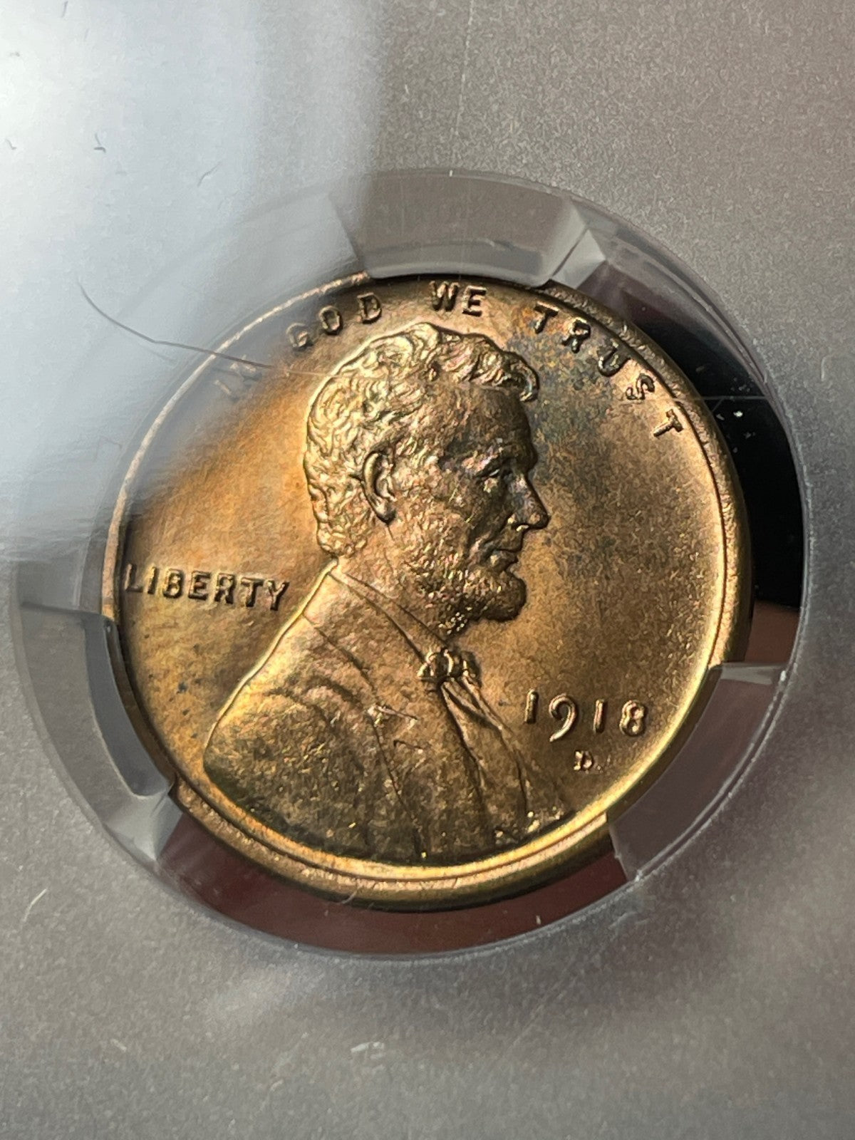 1918-D CACG MS64 RB Lincoln Wheat Cent Red Brown