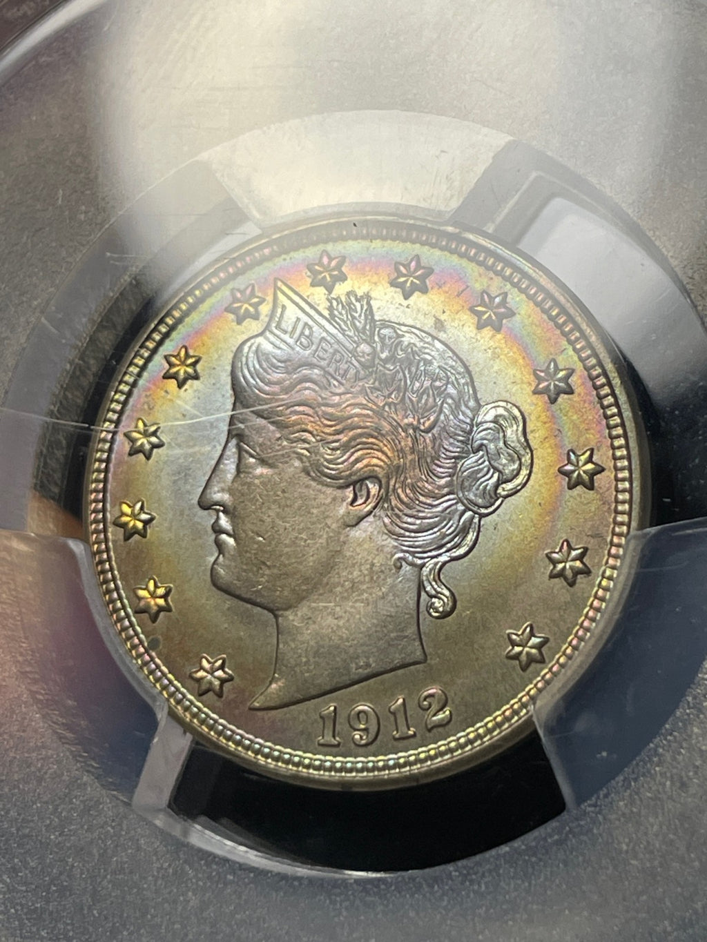 1912-S PCGS MS66 Liberty V Nickel Key Date Rainbow Toning WOW!