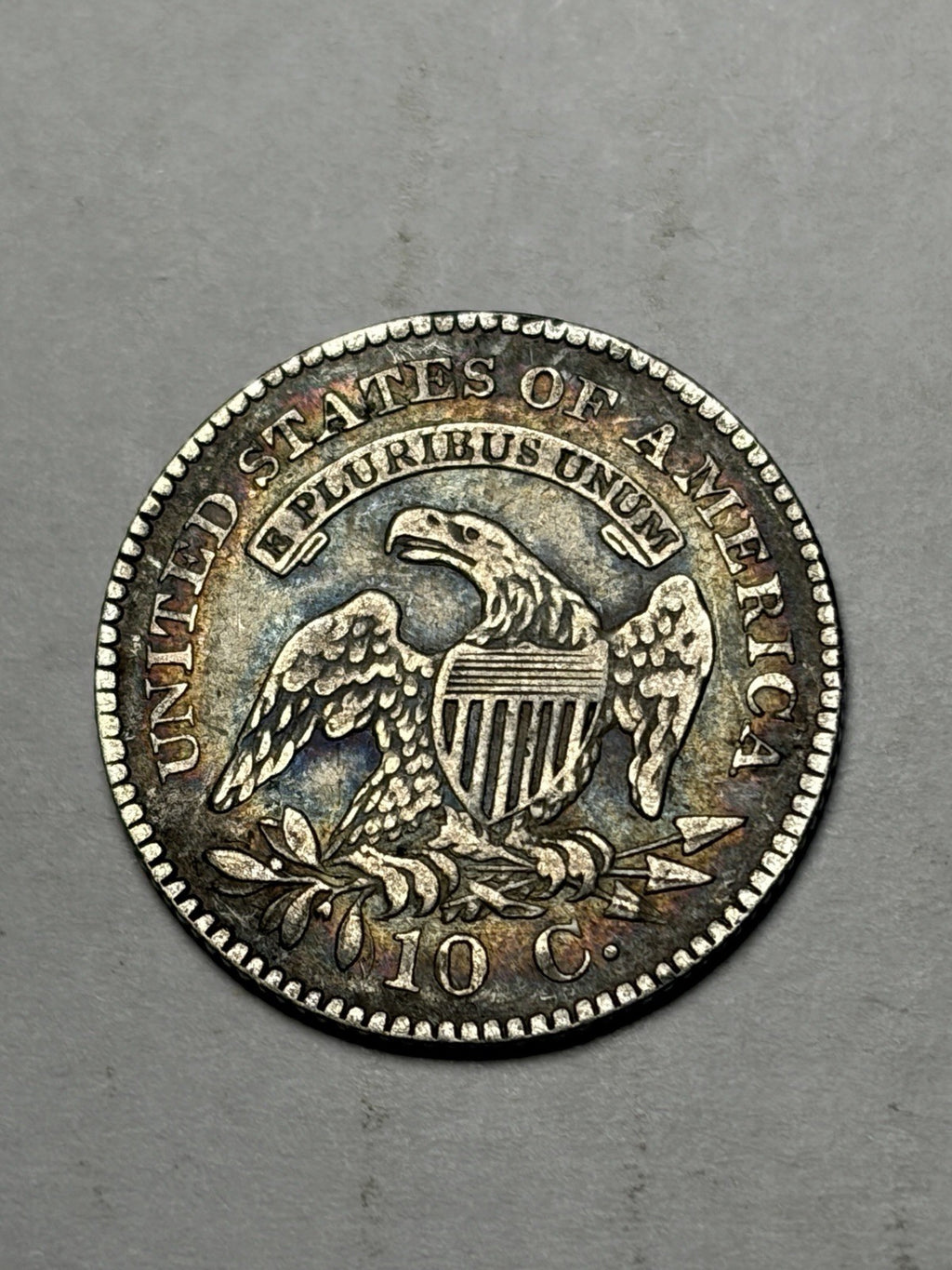 1825 Capped Bust Dime Toned Details