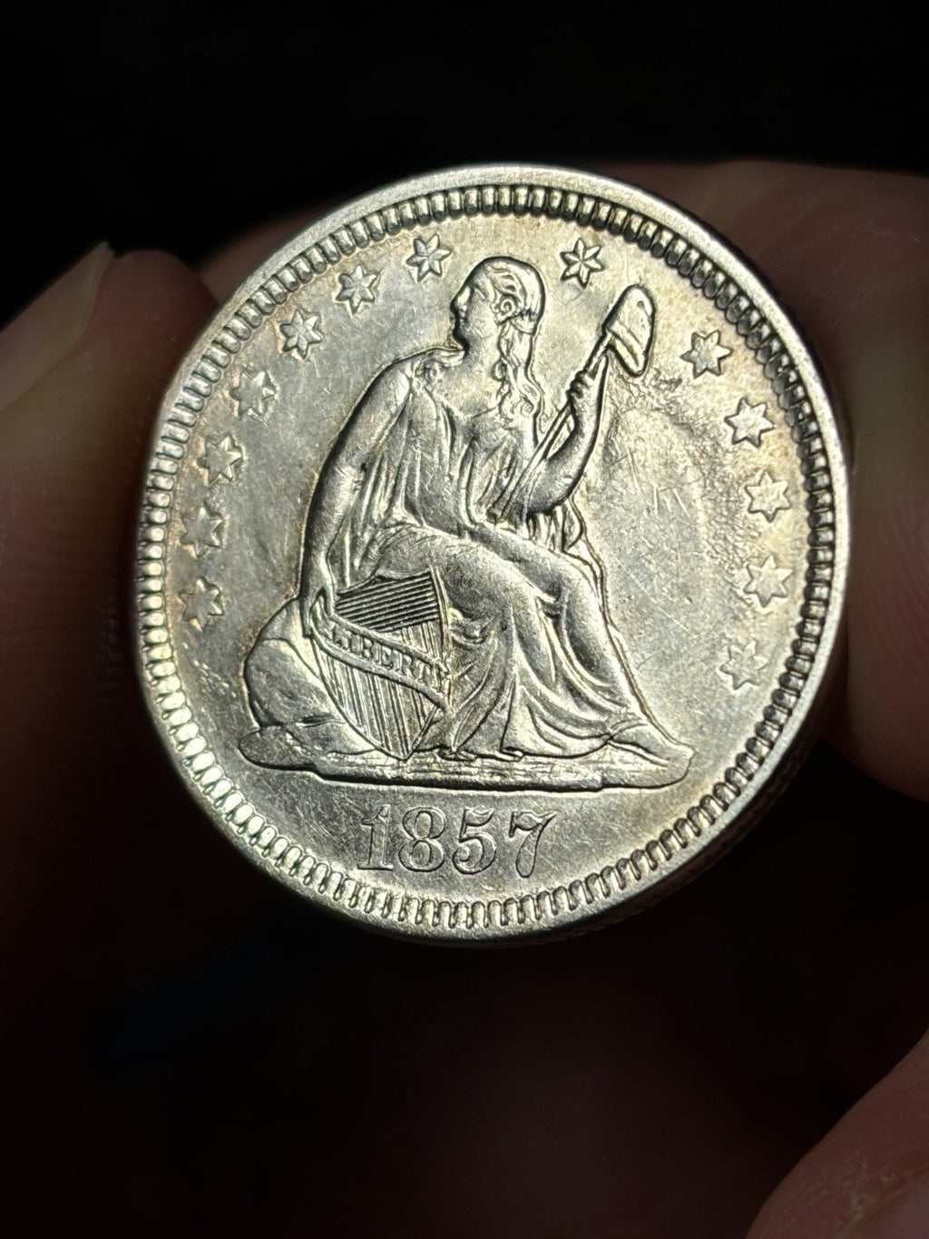 1857 Seated Liberty Quarter Details