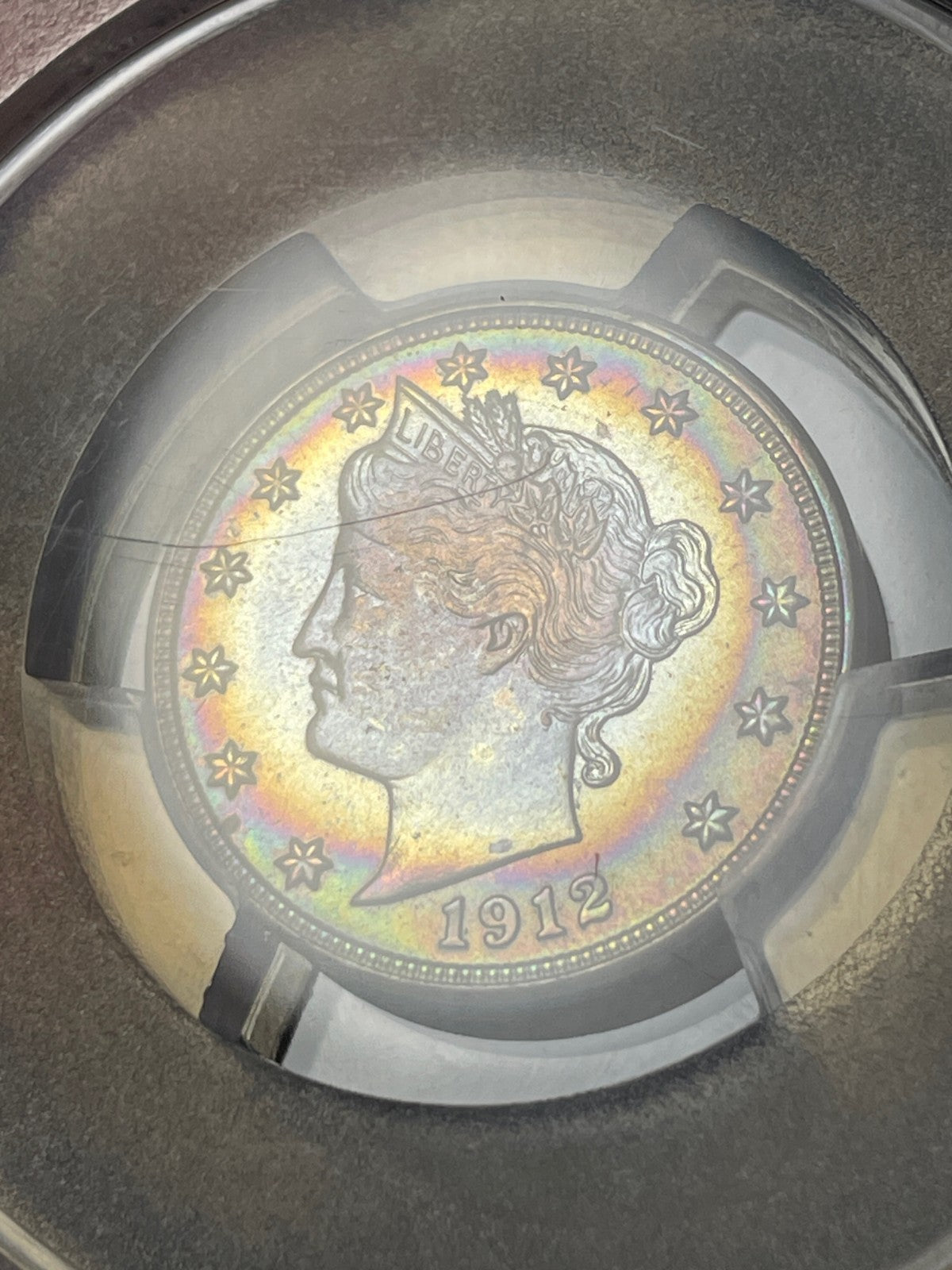 1912-S PCGS MS66 Liberty V Nickel Key Date Rainbow Toning WOW!