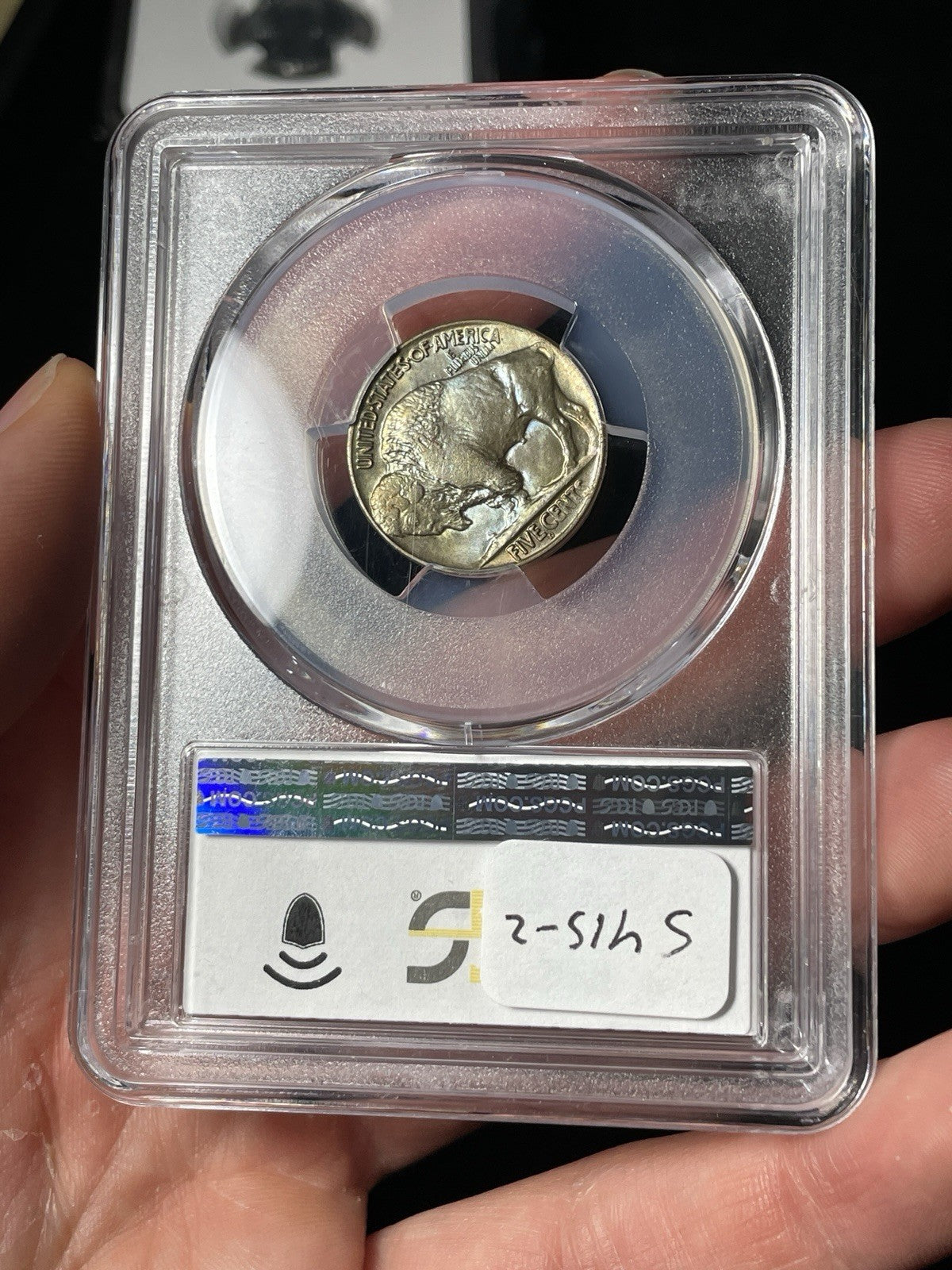 1925-D PCGS MS65 Buffalo Nickel Toned Blue And Gold