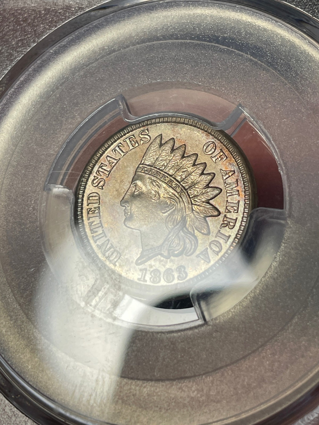 1863 PCGS MS63 Copper Nickel Indian Head Cent Toned
