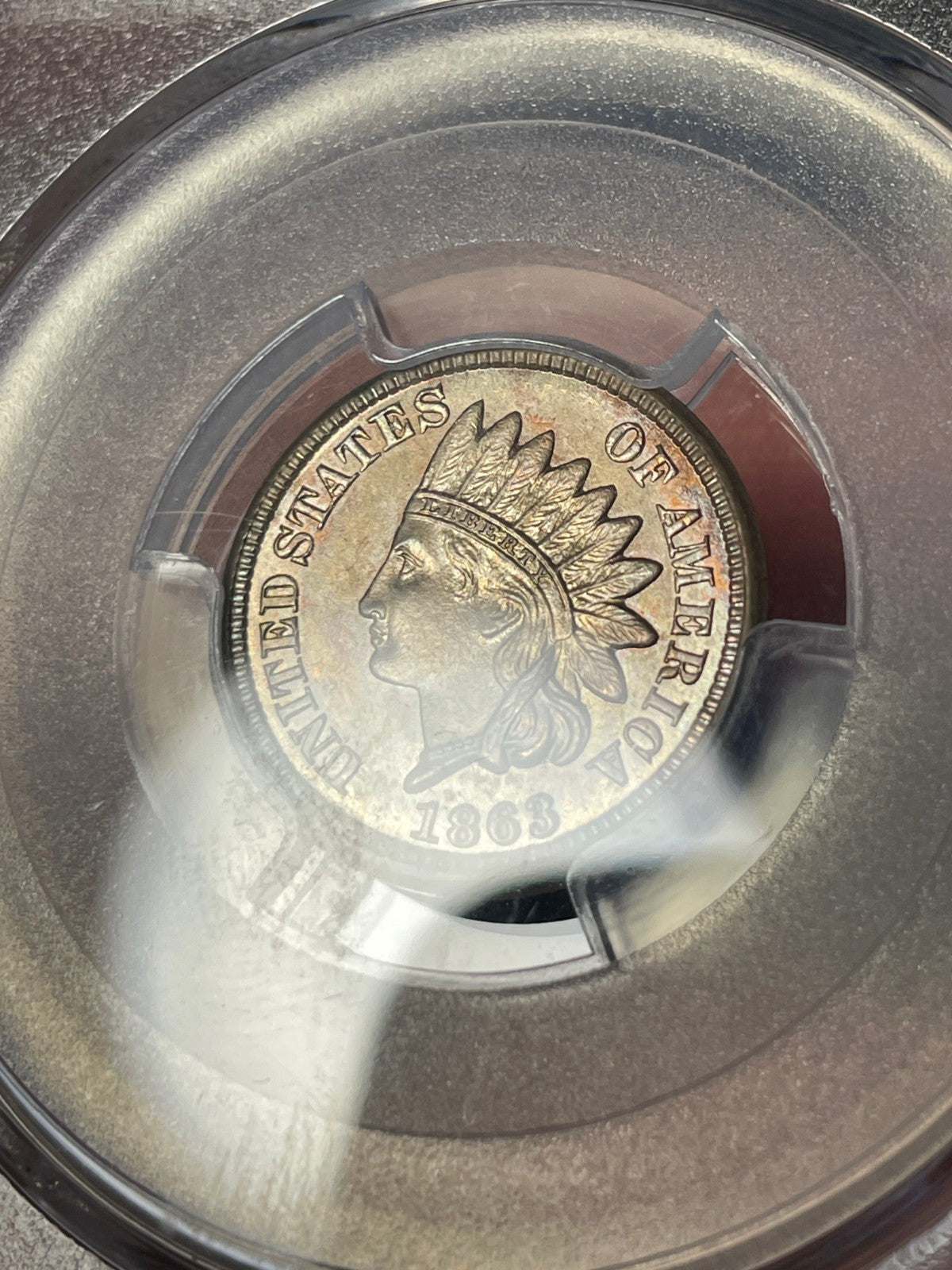 1863 PCGS MS63 Copper Nickel Indian Head Cent Toned