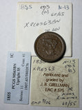 1855 Upright 55 Braided Hair Large Cent Uncirculated