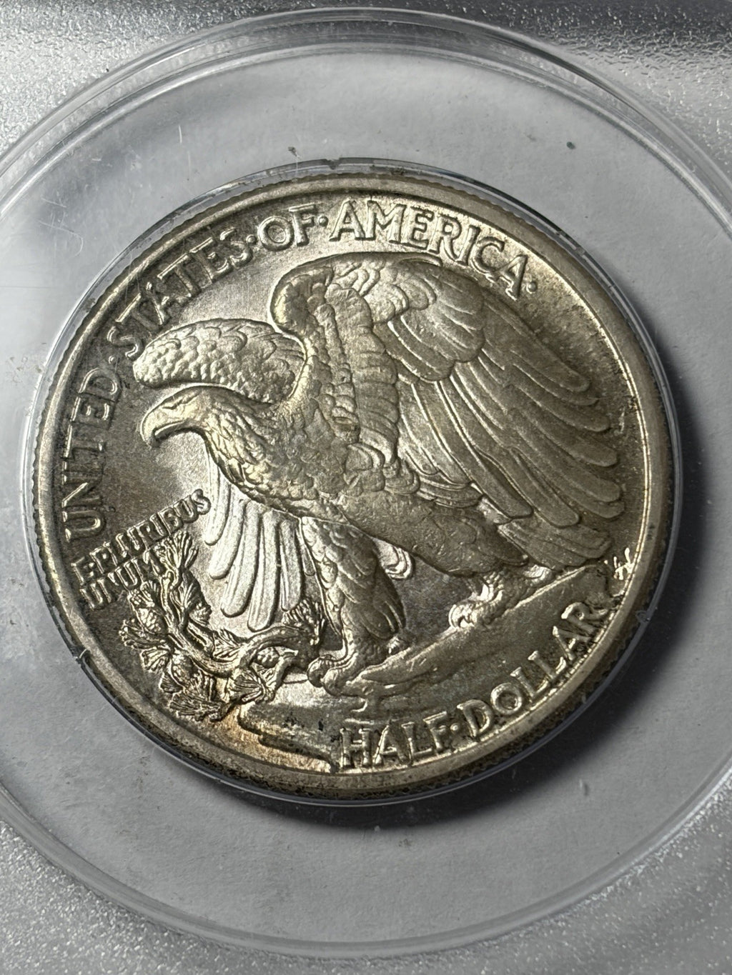 1942 PCGS MS65 Walking Liberty Half Dollar Rattler Toned