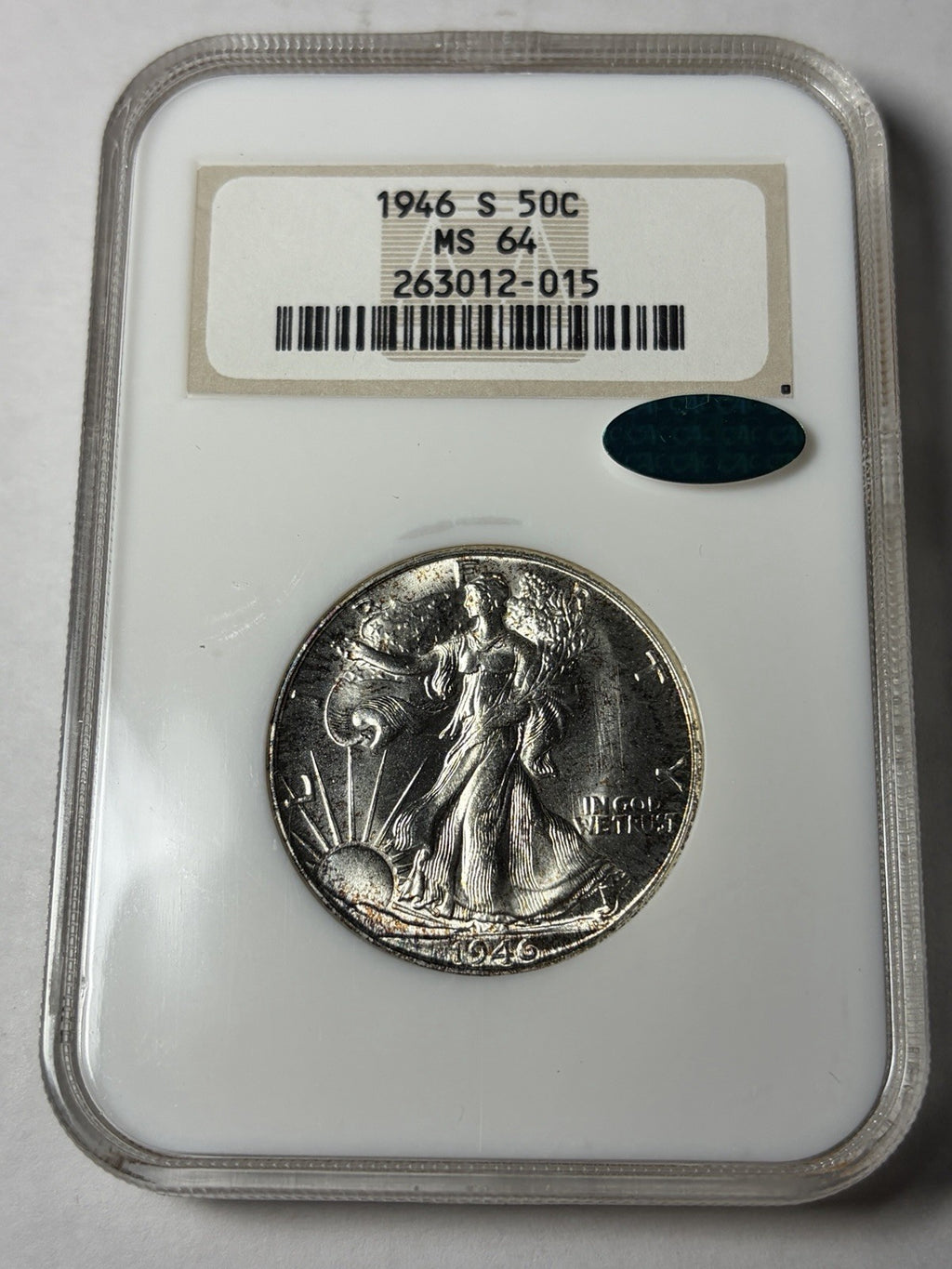 1946-S NGC MS64 CAC Walking Liberty Half Dollar Old Holder Fatty