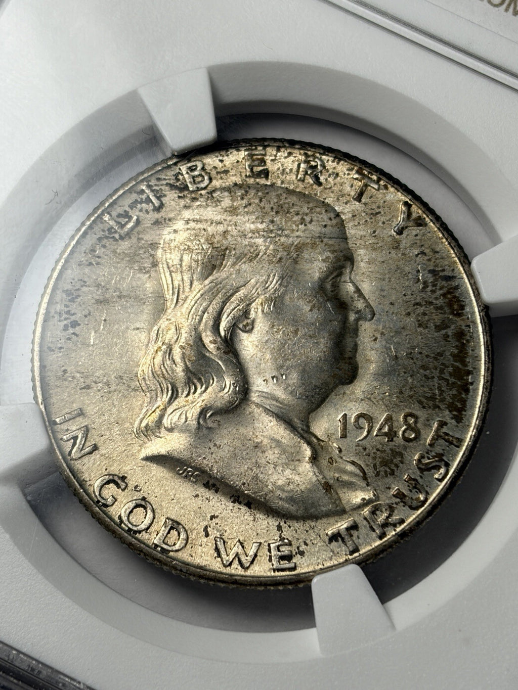 1948-D NGC MS65 FBL Franklin Half Dollar Toned