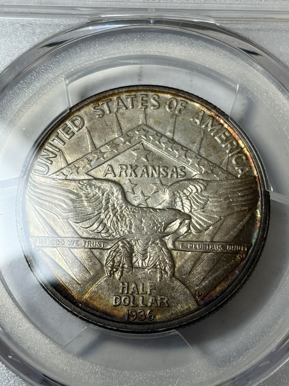 1936-D PCGS MS66 Arkansas Commemorative Half Dollar Toned