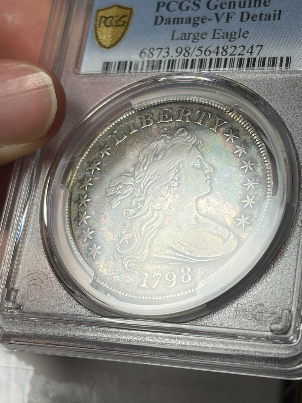 1798 PCGS VF Details Draped Bust Silver Dollar Toned