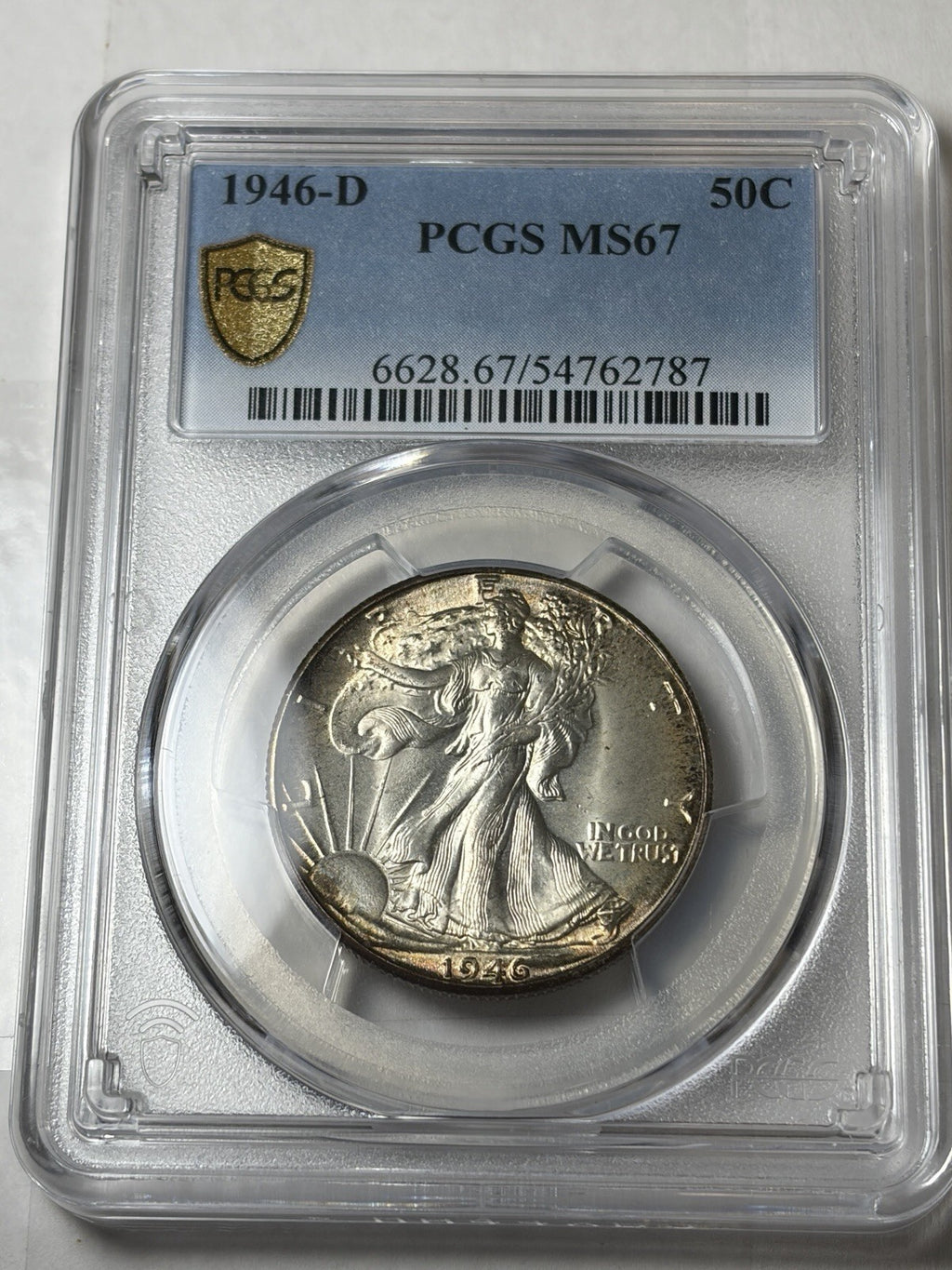 1946-D PCGS MS67 Walking Liberty Half Dollar Toned