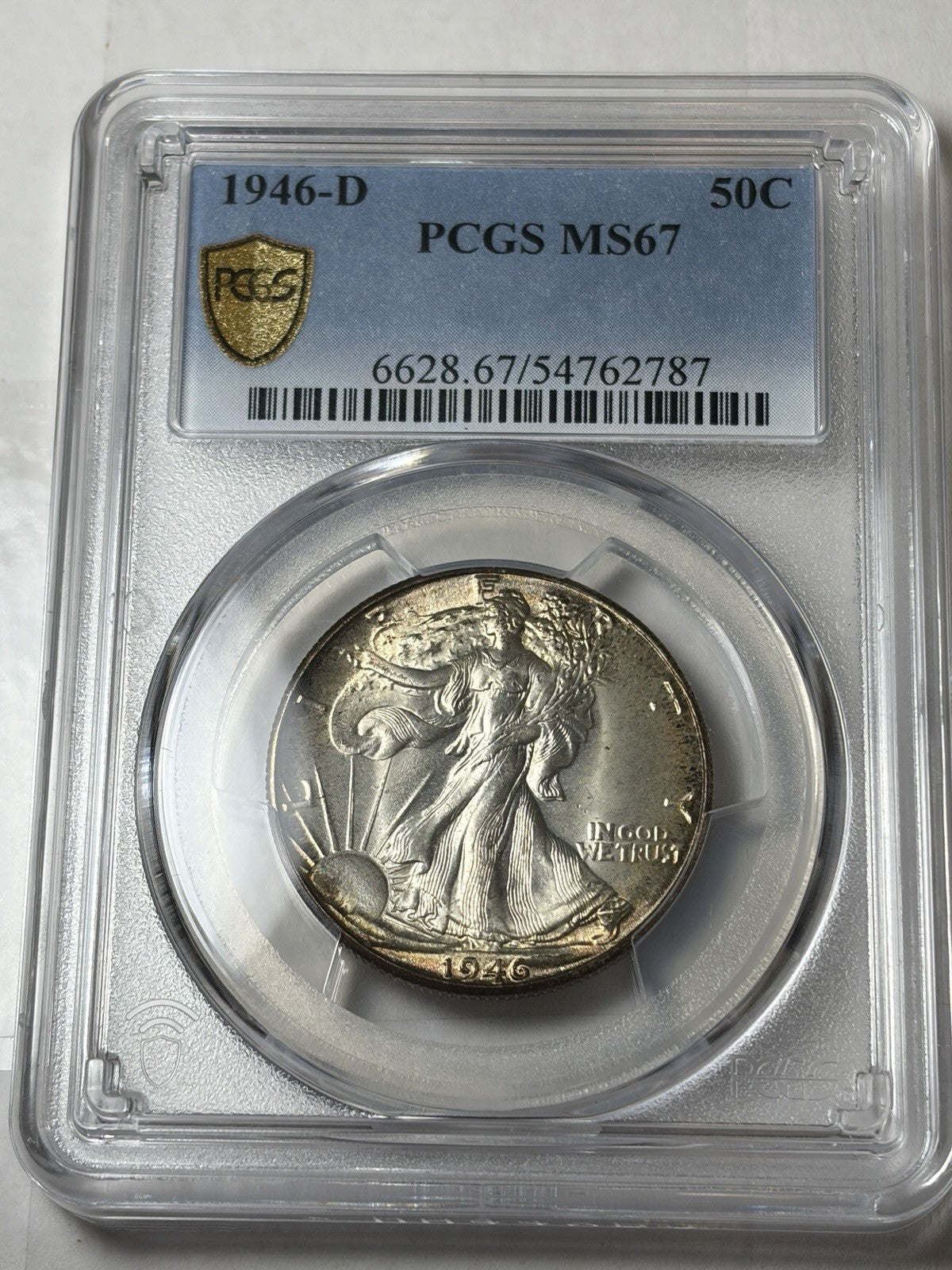 1946-D PCGS MS67 Walking Liberty Half Dollar Toned