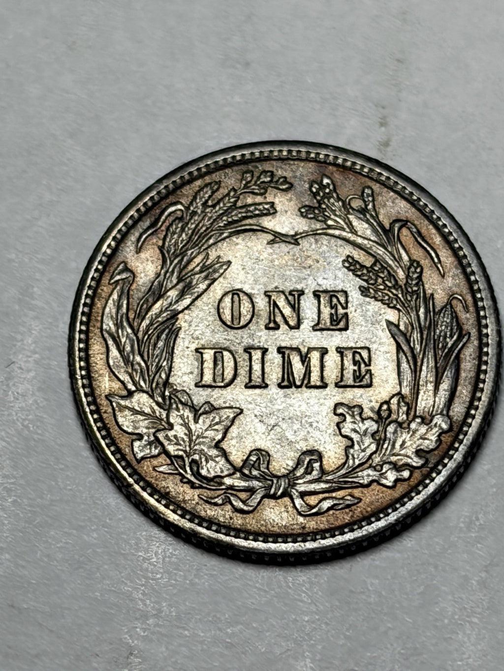 1908 Barber Dime Toned