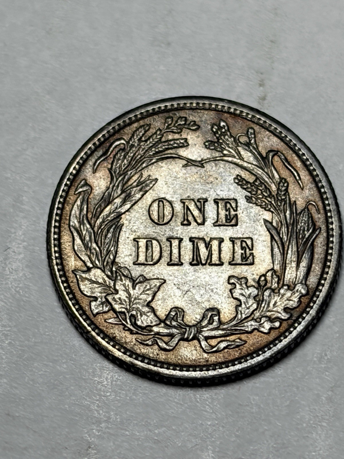 1908 Barber Dime Toned