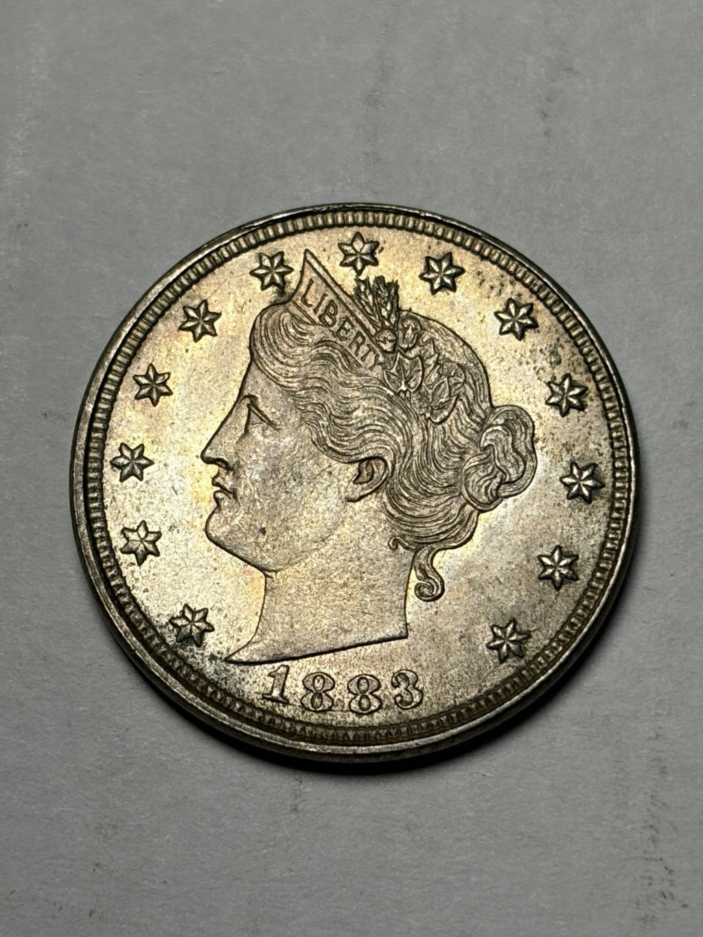 1883 No Cents Liberty Nickel Uncirculated Toned