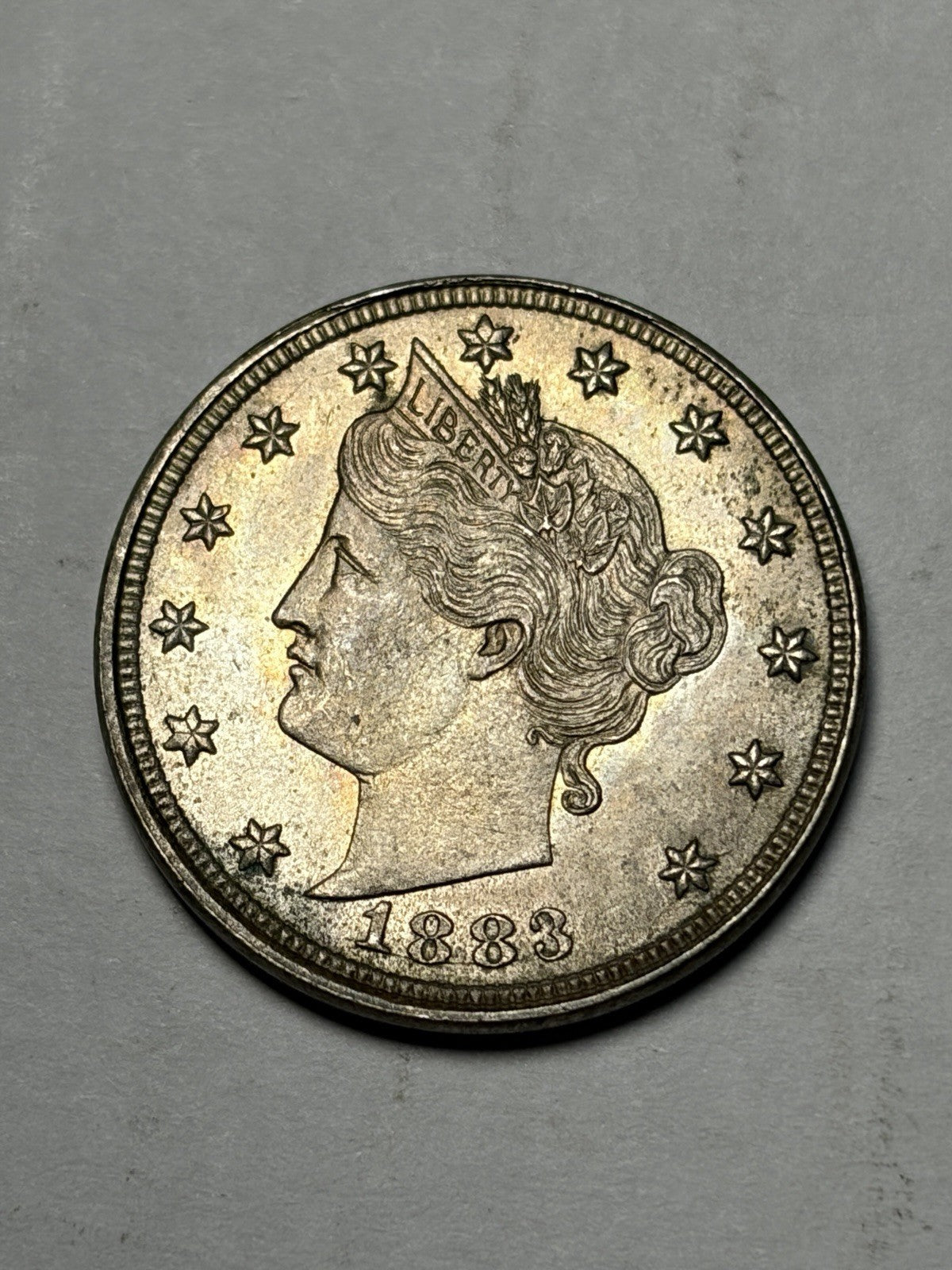 1883 No Cents Liberty Nickel Uncirculated Toned